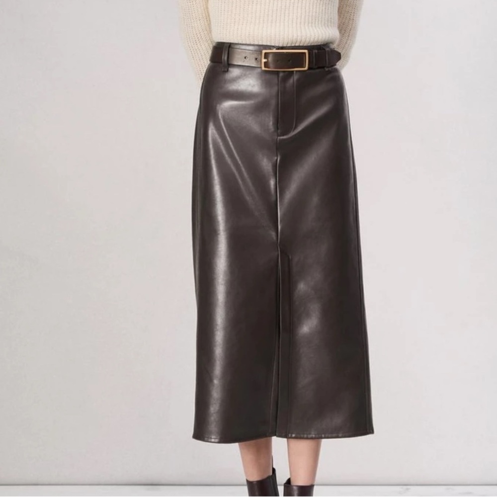 Rag & bone Rayne Faux Leather brown skirt size 27